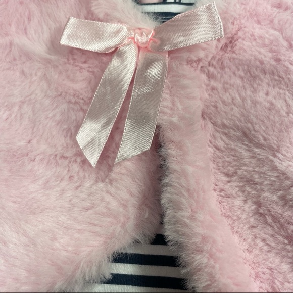 NWT Nannette pink fur vest with stripes top and jegging Size 3T - Picture 6 of 9